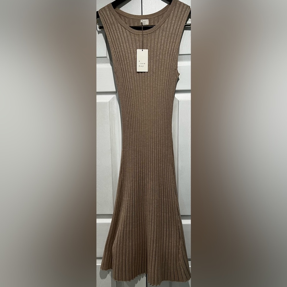 A New Day Tan Ribbed Dress NWT- Size L